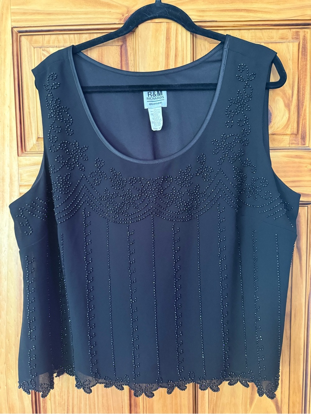 R&M Richards Black Beaded Sleeveless Camisole and jacket